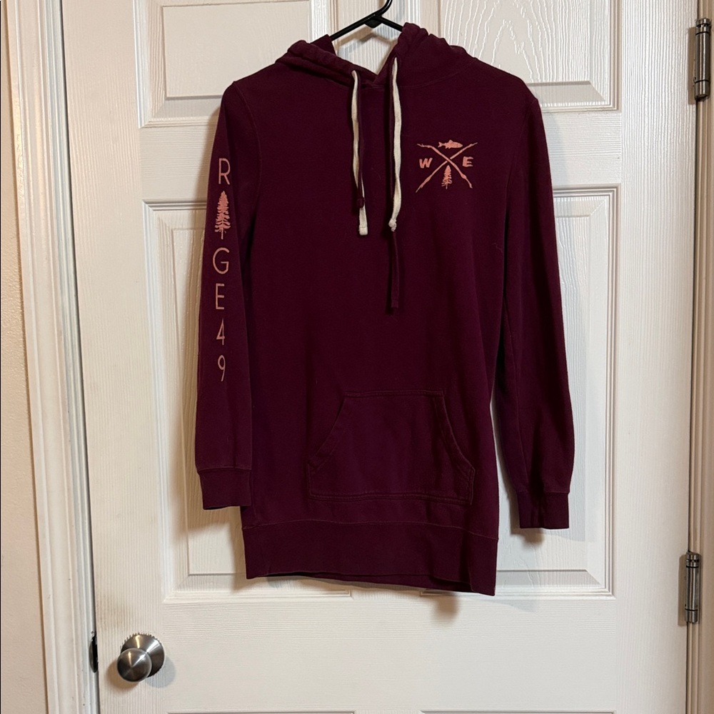 Source Unknown Maroon Hoodie with Graphic Print